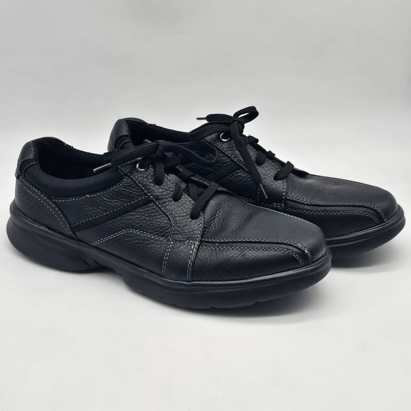 Clarks Collection Bradley Walk Mens Leather Black Lace Up Comfort Shoes Size 12M - Picture 1 of 7